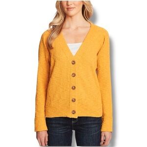 Vince Camuto Size Large Golden Rod V-neck Button Cardigan Sweater New
